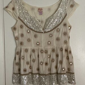 Plenty by Tracy Reese Cream Sequin Floral Blouse